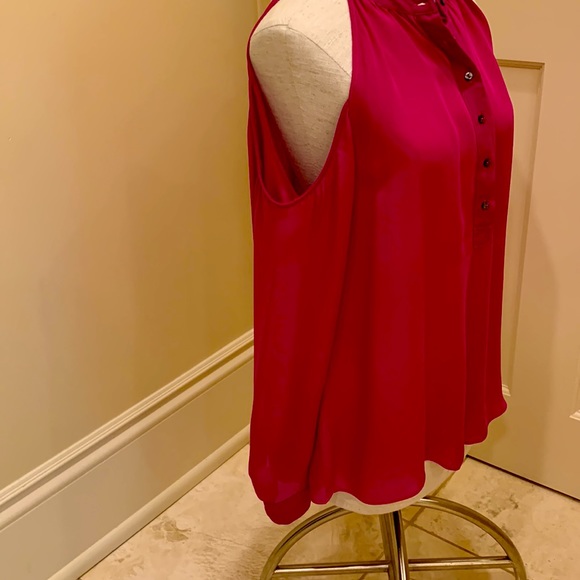 ARTELIER BY NICOLE MILLER WOMENS SIZE SMALL HOT PINK SILK COLD SHOULDER BLOUSE - Picture 4 of 9